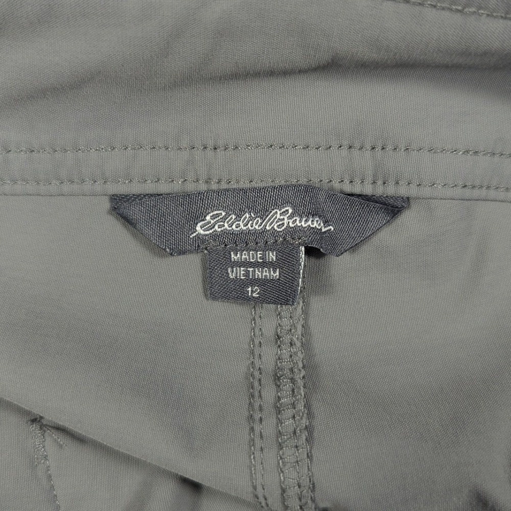 Lot of 2 Eddie Bauer Womens Cargo Pocket Shorts Gray Tan Size 12 Hiking Stretch - Picture 4 of 9